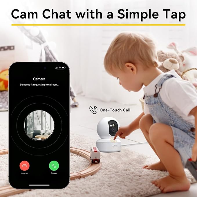 BoyKeep Indoor Camera - 2K Pet Camera 5G/2.4GHz WiFi for Baby Monitor with Phone App, 360° Pan & Tilt, 2-Way Audio, Night Vision, with 64G TF Card, K30