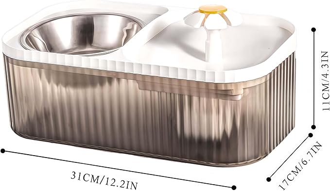 Marchul Cat Water Fountain and Stainless Steel Food Bowl, 100oz/3L Super Quiet Automatic Pet Water Dispenser with Smart Pump and 3 Replacement Filters for Cats and Small Dogs, White