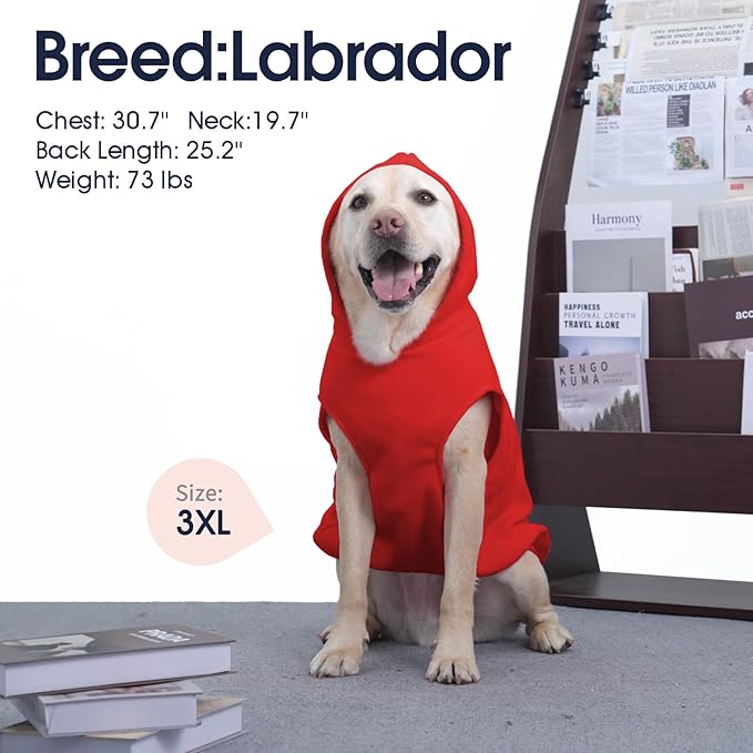 IECOii Dog Hoodie,Polar Fleece Dog Sweatshirt Fall Dogs Sweater with Hood,Warm Sweaters for Medium Dogs Boy Girl,Sleeveless Pet Hoodie Medium Size Winter Clothes for Pug,Jack Russell,Red,M