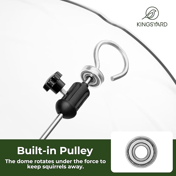 Kingsyard Large Platform Bird Feeder Outdoor Hanging, Adjustable Dome Squirrel Proof Rain Cover, Metal Mesh Tray Recycled Plastic Wild Bird Seed Feeding Station, Brown