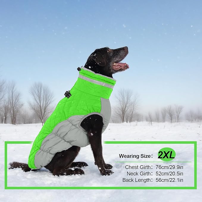 Warm Dog Jackets for Large Dogs, Waterproof Dog Coat with Harness Built in, Zipper Clousure, Fleece Lining for Cold Weather Outdoor Walks, Pet Snowsuit for Shiba Inu, French Bulldog - L
