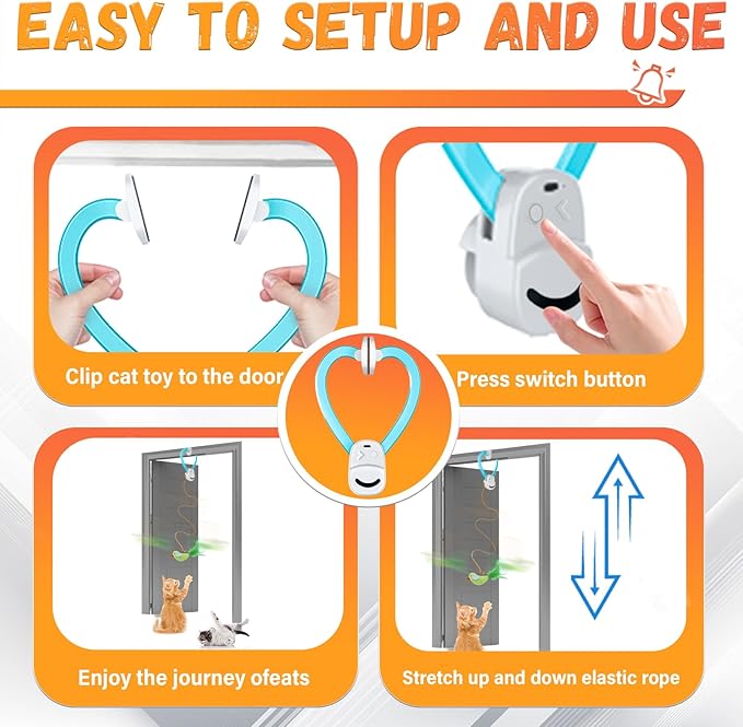 Interactive Cat Toys for Indoor Cats Automatic Electric Flying Bird Feather Mouse Toy - Best Kitten & Adult Cat Enrichment Mouse cat Toy Hanging Electric Kitty Toys for Bored Cats(Blue)