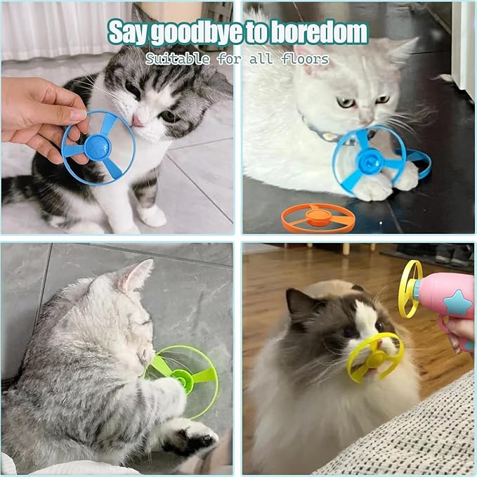 Cat Fetch Toys, Interactive Flying Cat Toys with 20 Colored Flying Propellers, Pet Tracks Chasing Toy for for Kitten Training Hunting (only Propellers)