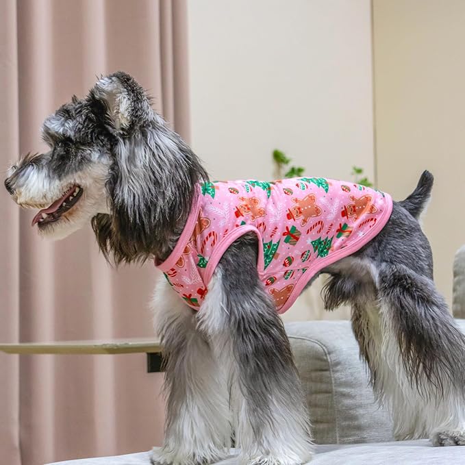 CuteBone Dog Christmas Shirts 2-Pack Soft Pet Clothes Breathable Summer Vest for Small Puppy and Stretchy Cat Apparel 2BX16XS