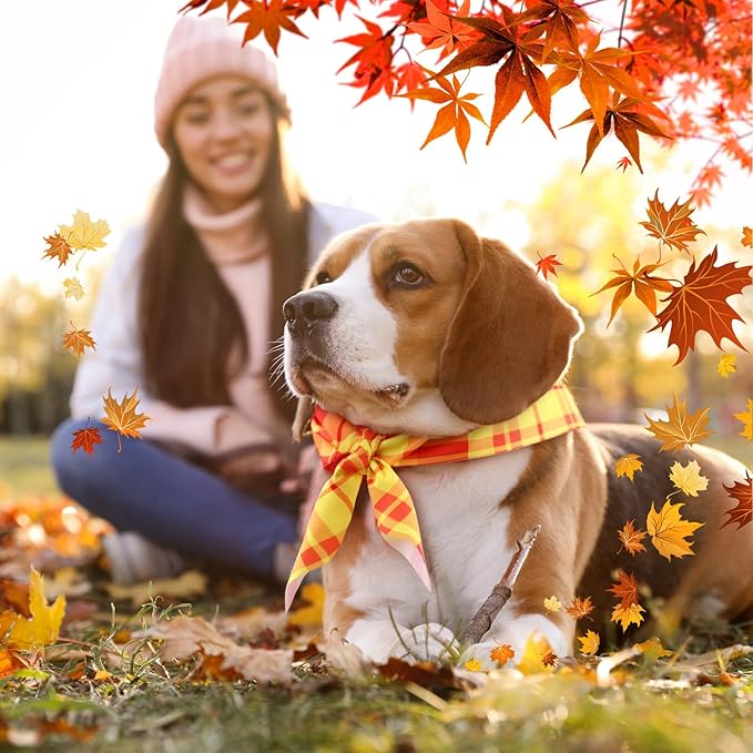 Abbylike 100 Pcs Fall Plaid Dog Bandanas Bulk Autumn Bandanas for Dogs Triangle Kerchief Bibs Scarf for Small Medium Large Pets Thanksgiving Costume Photo Props Accessories Pet Shops, 25 Styles