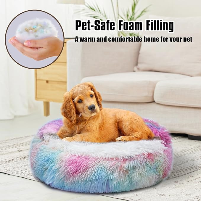Cat Beds for Indoor Cats,Cat Cave for Puppy and Kitty,Calming Small Dog Bed for Small Dogs with Cover Cave,Cozy Warming Fluffy Washable Anti-Slip Pet Sleeping Bag(20 * 20inch,Dazzle)