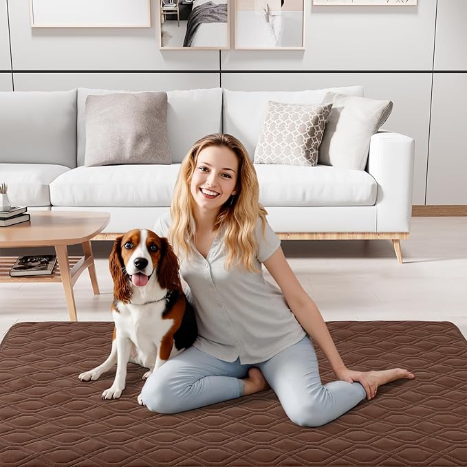 Smiry Waterproof Dog Blanket, 82x120 Inch Soft Pet Bed Cover Reversible, Washable Sofa Couch Furniture Protector for Small Medium Large Dog Puppy Cat, Geometric, Brown/Chocolate