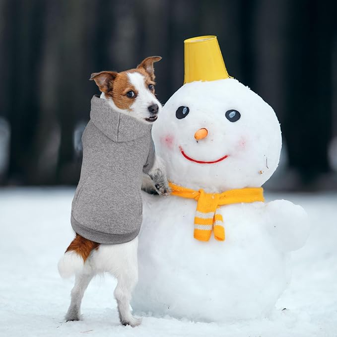 Dog Sweaters,Dog Hoodie,Cozy Fleece Interior Sweatshirt with Hood & Pocket,Leash Hole,Pet Clothes Sweater for Small,Medium,and Large Dogs,Grey&2XL