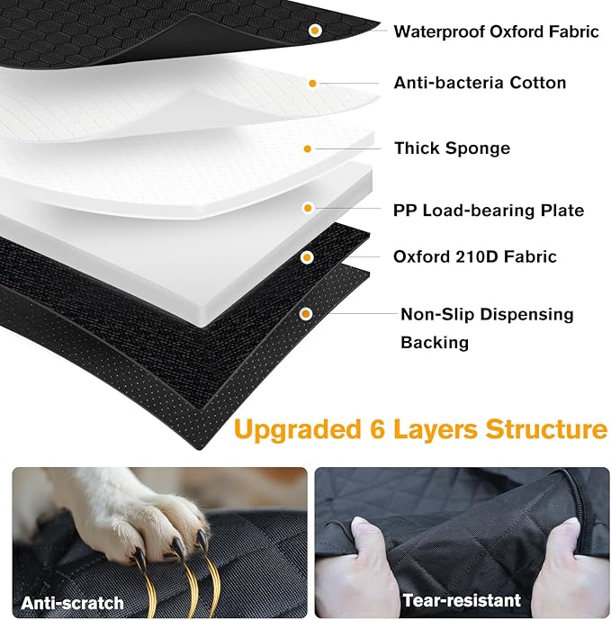 Back Seat Extender for Dogs, Hard Bottom Dog Car Seat Cover - Supports 400lbs, Rear Seat Pet Cover with Mesh Window, Waterproof Dog Hammock for Car SUV and Trucks