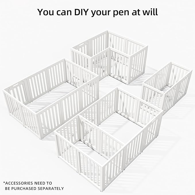 Clear Dog Play Pen,Pet Playpen with Door,Easy to Clean and Install Puppy pens for Both Indoor and Outdoor use (White, 23.6" Height, 8)