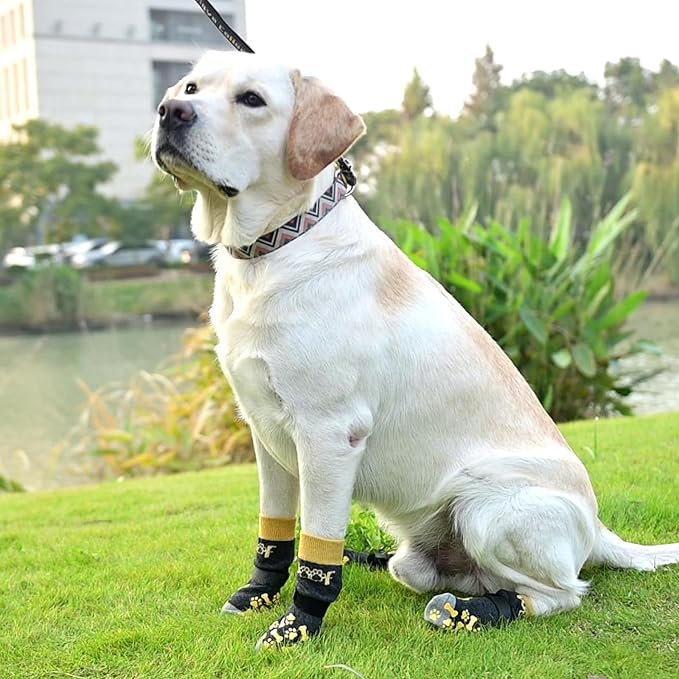 KOOLTAIL Dog Socks for Hot/Cold Pavement to Prevent Licking Paws,Dog Boots&Paw Protector for Hardwood Floors Anti Slip,Traction Control No Twist Grip Booties for Small Medium Large Senior Dogs SM