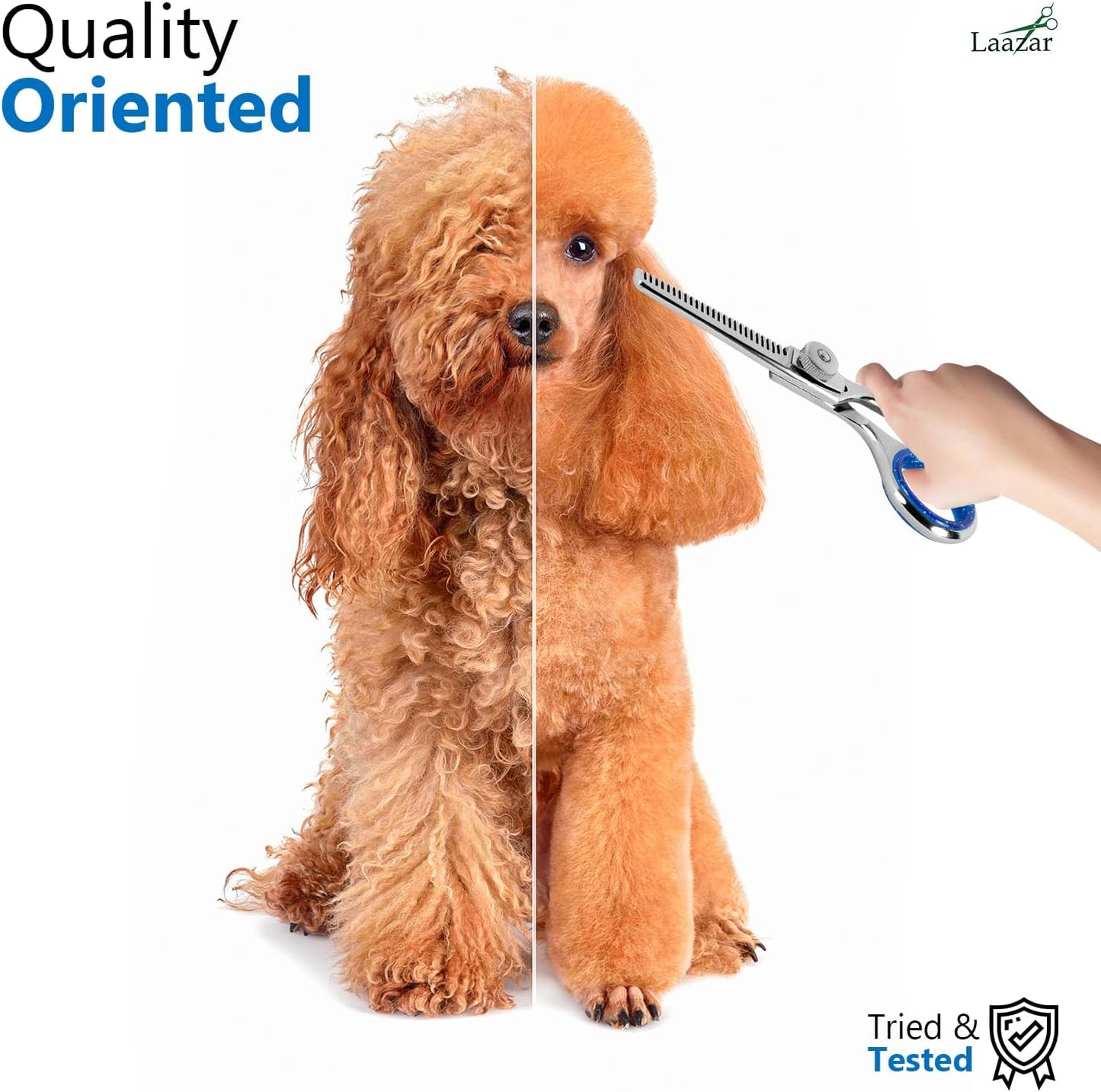 Professional 4.5-Inch Thinning Shears - Small Dog Grooming Scissors for Dogs' Faces and Eyes - Sharp & Durable - Ideal for Tight Spaces and Detailed Grooming - Pet and Cat Grooming Supplies