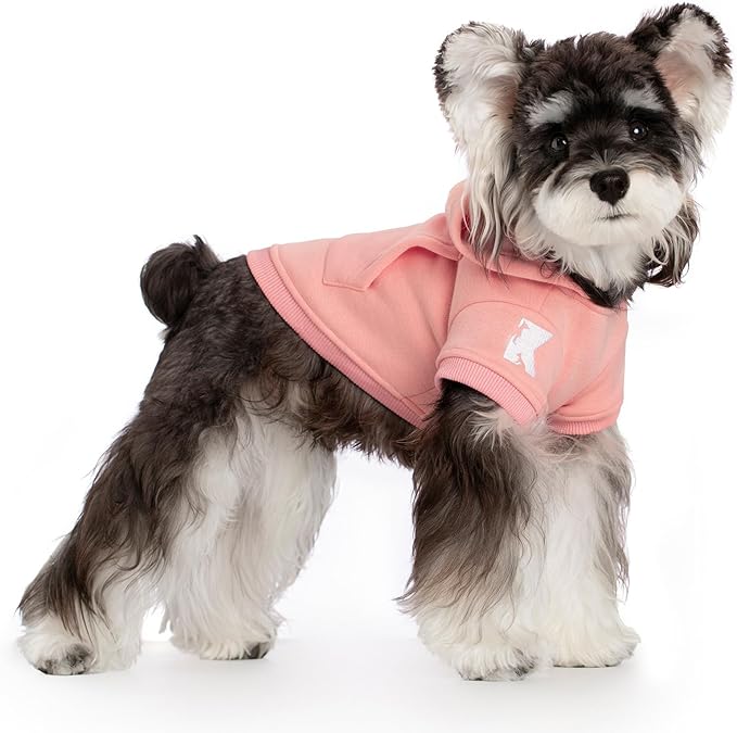 Koneseve Dog Hoodie - Fleece Warm Sweater with Pocket, Soft Clothes for Daily Wear, Basic Hooded Sweatshirts, Winter Coat Clothing, Comfort Tee Shirt Fit for All Breeds Pet - Pink - L