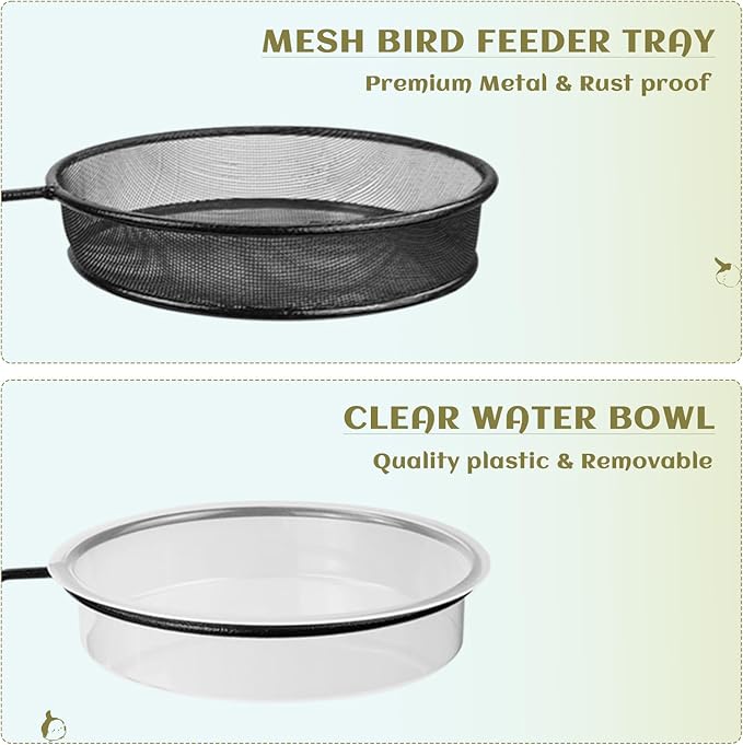 Deck Bird Feeders Platform Bird Feeder Deck Mount Bird Bath Spa for Dual Use Deck Flower Stand Flower Pot Great for Attracting Birds Detachable and Adjustable Heavy Duty Sturdy Steel,Bronze