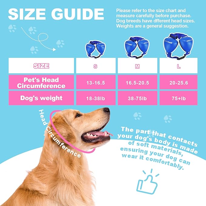 PROHEAR Dog Ear Muffs Hearing Protection for Dogs, NRR 28dB Noise Cancelling Headphones, Easy to Adjust Dog Hearing Protection Earmuffs for Thunder, Hunting, Tourism, Cars, Racing, (M, Blue)