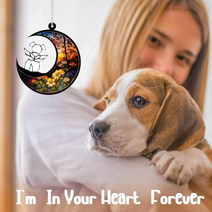 Dog Memorial Suncatcher,Pet Sympathy Gifts,Dog Memorial Gifts for Loss of Dog,Personalized Dog Pass Away Gifts with Name Date for Pet Lovers