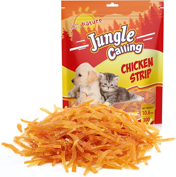 Jungle Calling Soft Training Treats for Small Dog and Cats, Mini Chicken Strips Puppy Training Edible Snacks Easy to Digest, Grain Free