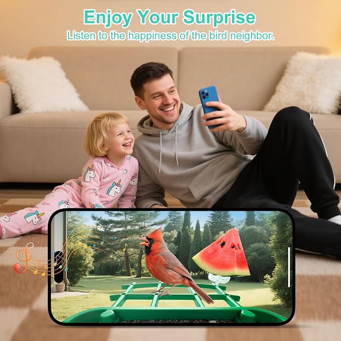 Smart Bird Feeder with Camera,AI Identify Birds Species,Auto Record 2K Birds Video in Backyard Garden,Live View,Instant Notifications,Solar Powered Charging,Ideal Gift for Family and Bird Lovers