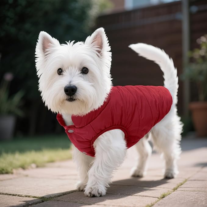 ASENKU Dog Winter Coat - Waterproof Windproof Dog Jacket, Warm Snowproof Doggie Puffer Vest for Cold Weather, Lightweight Snow Coats for Small Medium Large Dogs(L, Red)