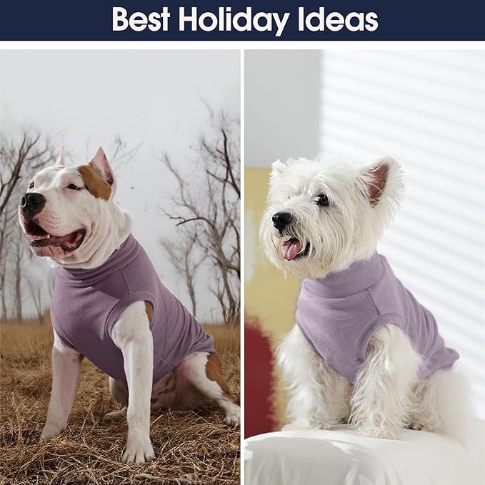 IECOii 2 Pack 4XL Dog Fleese Sweater - Warm & Stretchy, Machine Washable, Doberman Sweaters for Indoor Outdoor, Soft Dogs Coats Boy Girl for Fall Winter (Size XXXXL,Dark Purple & Light Purple)