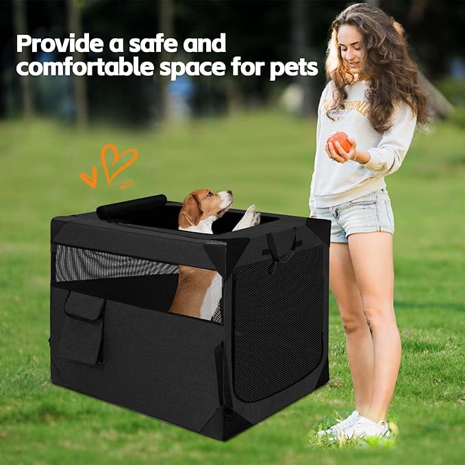 Dog Crate 36x25x25 Inch for Large or Medium Dogs, Portable and Foldable Design Perfect for Travel or Home Use, Dog Kennel with 3-Door