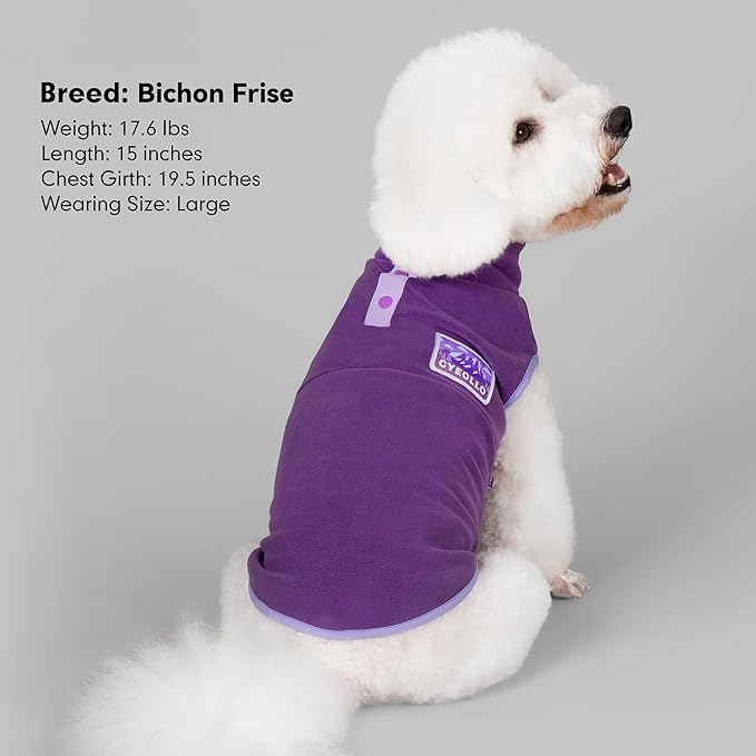 cyeollo Fleece Dog Sweater, Turtleneck Dog Sweatshirt Stretchy Pullover Fleece Vest Warm Winter Fall Clothes for Small Dogs Boy Girl Pet Apparel, Purple M