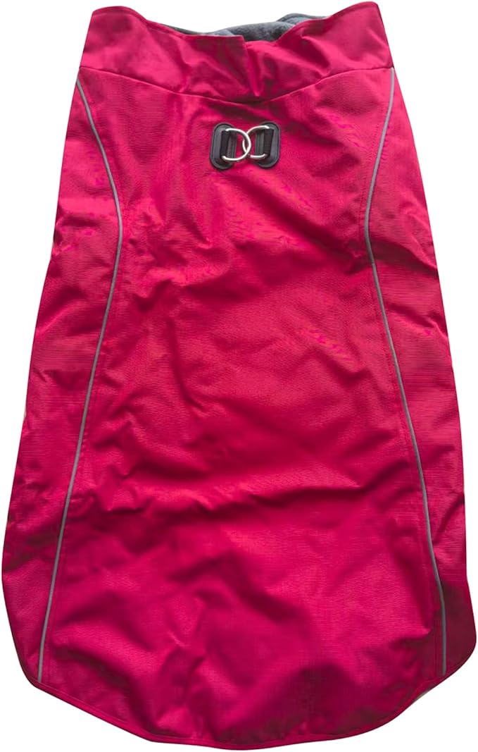 Outdoor Waterproof Dog Jacket for Large Dogs,Doggie Coats with Harness Buitl in D-Ring Warm Fleece Dog Clothes for Cold Winter,Red 3XL