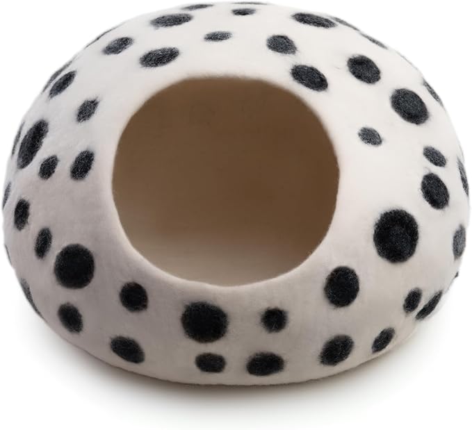 Luxurious Eco-Friendly Merino Wool Cat Cave Bed - Foldable Hideaway Pod for Indoor Cats - Premium Felt Kitten Beds - Covered Cat House for Ultimate Cozy Comfort by Woolygon