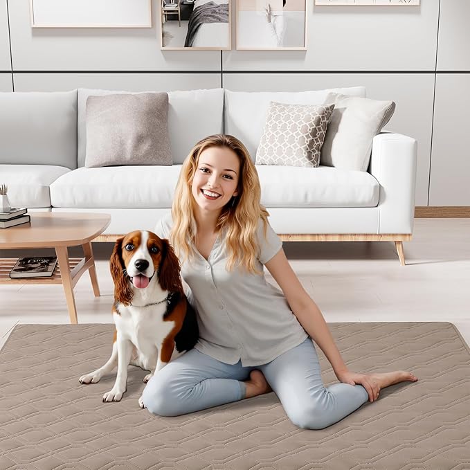 Smiry Waterproof Dog Blanket, 30x70 Inch Soft Pet Bed Cover Reversible, Washable Sofa Couch Furniture Protector for Small Medium Large Dog Puppy Cat, Geometric, Taupe/Beige