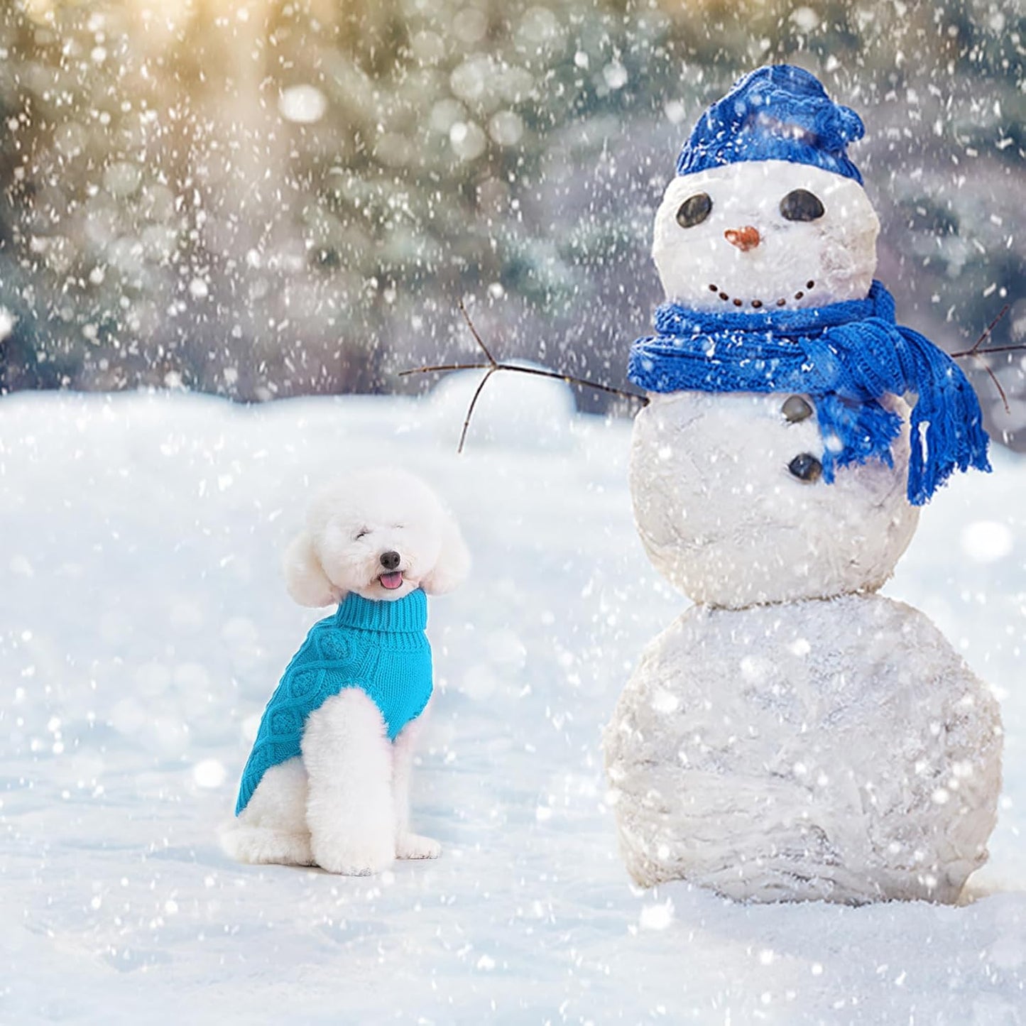 BINGPET Thermal Knitted Dog Sweater for Small Medium Large Dogs,Winter Puppy Cat Coat Warm Sweartershirts Outfits,Classic Cable Knit Turtleneck Pullover Dog Jumper Coat Warm Sweartershirts