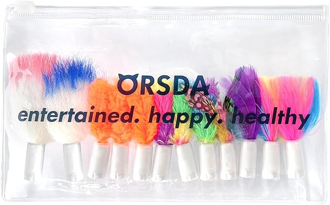 ORSDA 12Pcs Interchangeable Attachments Cat Feather Toys Replaceable Feathers and Fluffy Toy Accessories