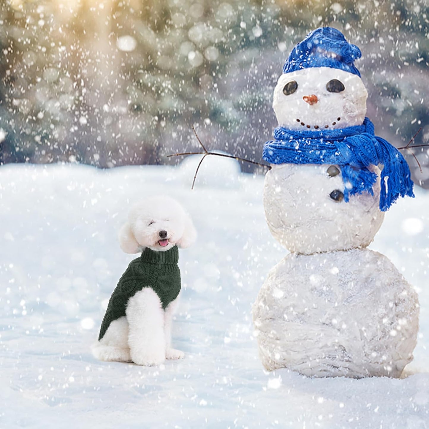 BINGPET Thermal Knitted Dog Sweater for Small Medium Large Dogs,Winter Puppy Cat Coat Warm Sweartershirts Outfits,Classic Cable Knit Turtleneck Pullover Dog Jumper Coat Warm Sweartershirts