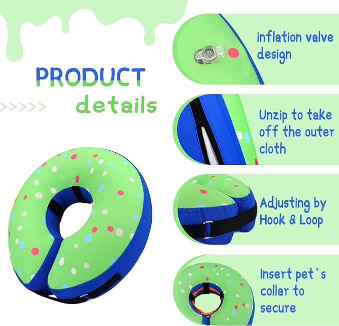 Supet Inflatable Dog Cone Collar Alternative After Surgery, Dog Neck Donut Collar Recovery E Collar, Soft Pet Cone for Small Medium Large Dogs
