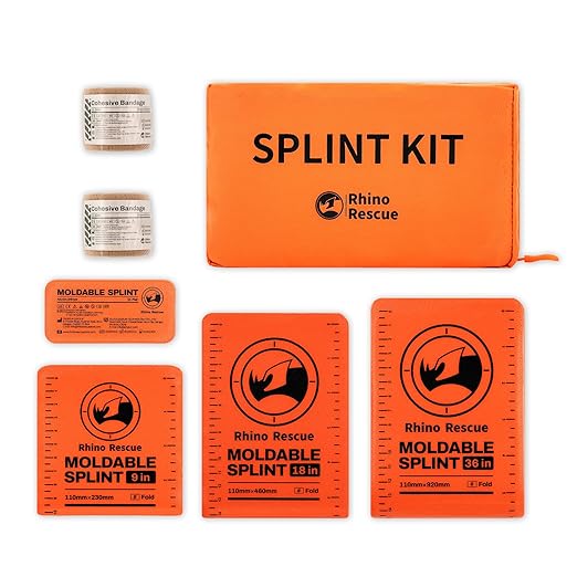RHINO RESCUE First Aid Splint 36" X 4.3" Orange-Gray, Keep Bones in Position (4, Splint Bundle)