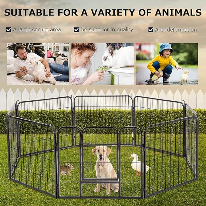BestPet | Dog Playpen | 32 Inch, 8 Panels | Heavy Duty Metal Pet Exercise Pen | Indoor Outdoor Fence Panels | Rust-Resistant, Removable, Tool-Free Setup | Anti-Skid, Expandable Design