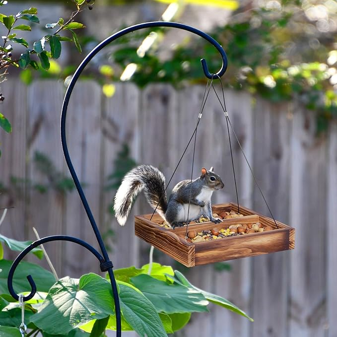 MIXXIDEA Bird Feeder Hanging Tray, Seed Tray Wooden Platform Hummingbird Feeder Hanging Tray Mesh Seed Platform for Garden Yard Outside Decoration Attracting for Wild Birds(Brown-1pk)
