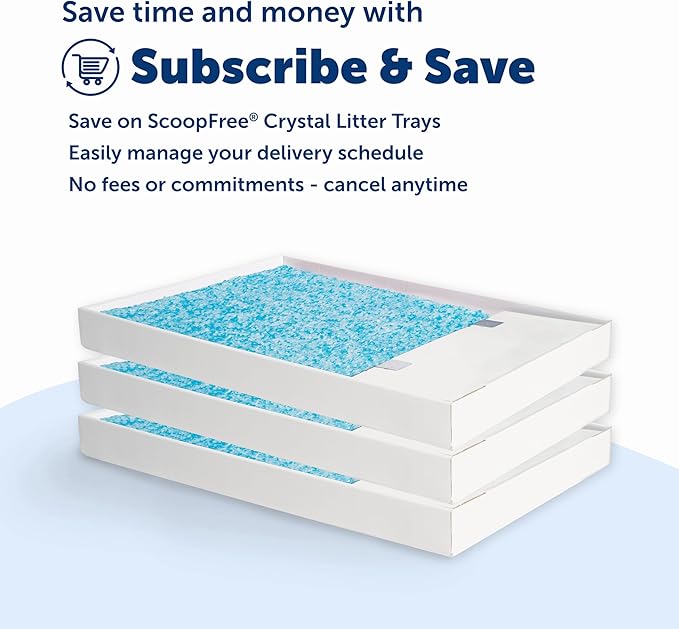 PetSafe ScoopFree Crystal Pro Self-Cleaning Automatic Litter Box - Uncovered Motion-Sensing Cat Box with Integrated Health Counter - Includes 1 Disposable Crystal Litter Tray