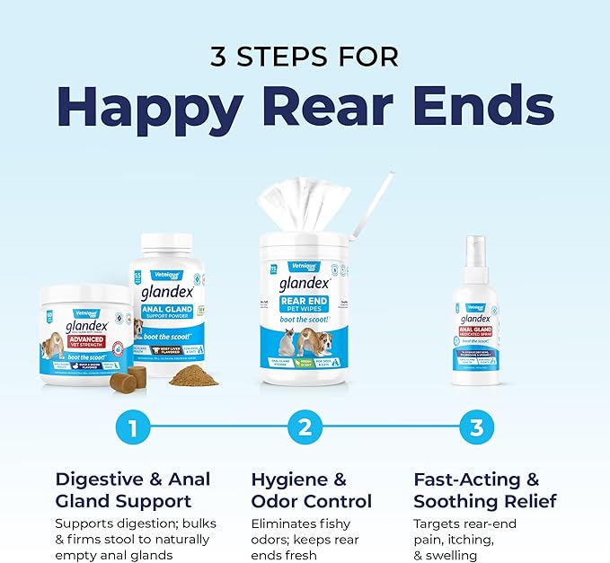 Vetnique Labs Glandex Dog Fiber Supplement Powder for Anal Glands with Pumpkin, Digestive Enzymes & Dog Probiotics for Digestive Health - Vet Recommended - Boot The Scoot (Pork Liver, 5.5oz Powder)