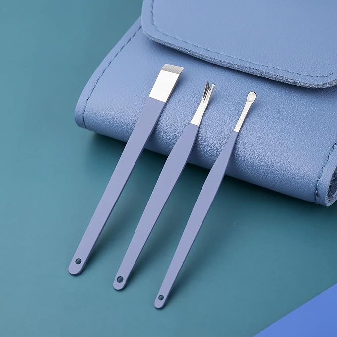 Manicure Set, Nail Clippers, Pedicure Kit, 16 in 1 Professional Grooming Kit Stainless Steel, Nail Toenail Scissors Tools with Luxurious Leather Travel Case for Men Women Blue Upgraded Version