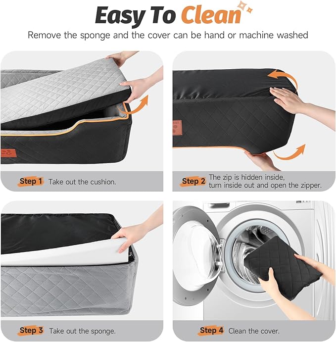 Dog Car Bed Booster, Comfortable Travel Seat for Large/Medium Dogs, Fully Detachable & Washable with Thick Cushion (Black&Gray)