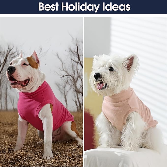 IECOii 2 Pack Dog Sweater Boy Girl - Soft, Dachshund Stretchy Fleece Sweaters with Leash Hole for Fall & Winter, Medium Dogs Coats Ideal for Home, Trips, and Walks (Size L, Blue & Red)