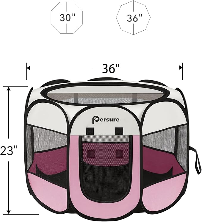Dog Cat Playpen Indoor Outdoor for Puppy Pet Dogs Cat Travel and Recovery After Surgery, Dogs Enclosure Tent Crates Cage Indoor/Outdoor, Portable Pop Up Dog Kennel with Carrying Case(Pink, Medium)