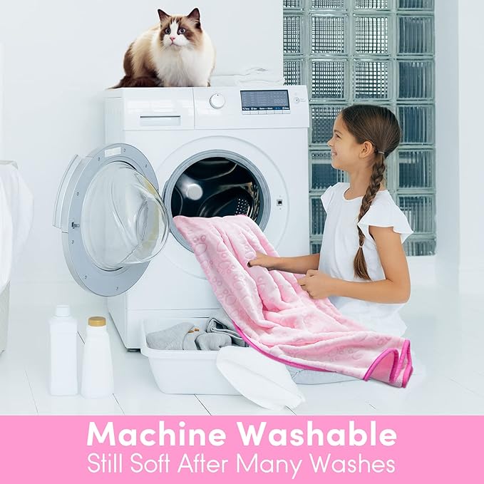 Premium Soft Dog Blankets for Large Dogs, Large Cat Blanket Calming Washable for Bed Couch Protection Cover, Dog Essentials for Dog, 66 * 82 inches, Pink