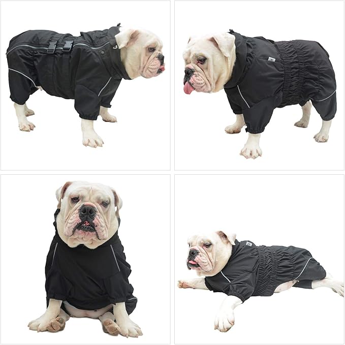 Dogs Waterproof Jacket, Lightweight Waterproof Jacket Reflective Safety Dog Raincoat Windproof Snow-Proof Dog Vest for Corgis Dachshund Small Medium Large Dogs Black D-M