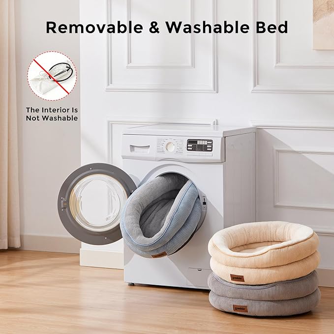 Heated Cat Bed Indoor - Adiustable Temperature Pet Heating Bed with Timer and Chew Resistant Cord, Washable Puppy Bed with Non-Slip Bottom, 21" x 21" x 8", Grey