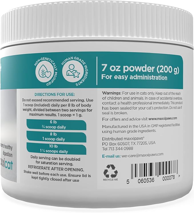 maxxipaws maxxidigest+ Prebiotic & Probiotic for Cats 7oz | Cat Probiotic Powder with Advanced Digestive Enzymes for Gut Health & Immunity | Supports Digestion, Food Sensitivities & Itchy Skin
