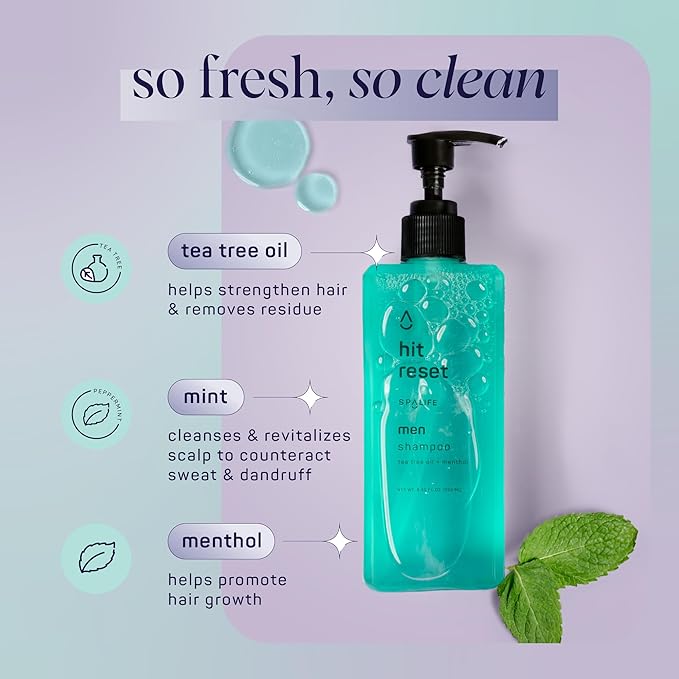 SpaLife Men's Hair & Body Care 4-Piece Set – Body Wash, Shave Gel, After-Shave Gel, Shampoo – Men's Skincare – After-Shave Lotion for Men – Gift Set – Gifts for Men – Gifts for Guys