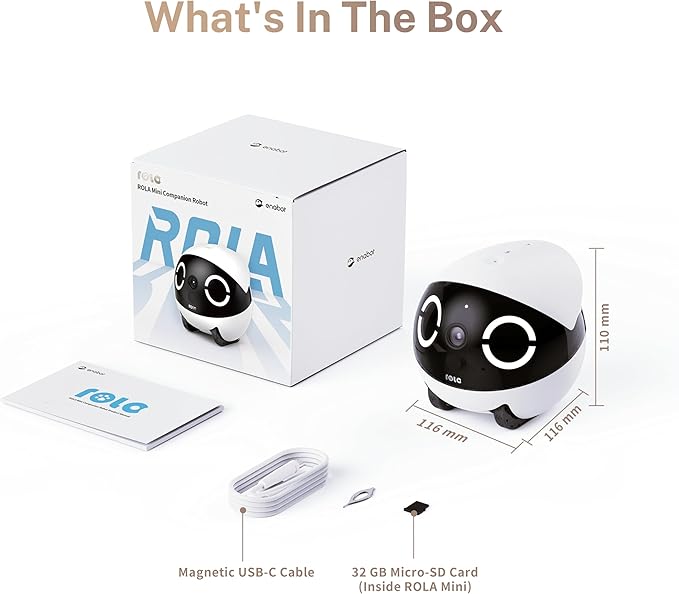 Enabot EBO 2K Camera Robot ROLA Mini: Movable Pet Camera Battery-Powered with Phone App, Indoor Cam w/One-Touch Call, 2-Way Talk, Night Vision, Motion Detection, Video Recording