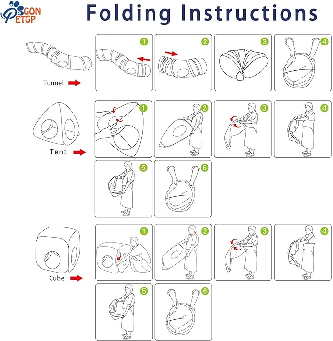 Collapsible Pet Tunnel Cube Tent Toys, Interactive Cat Feather Teaser Wand Cat Bell Balls Fuzzy Ball Springs Mouse Toys for Indoor Kittens (Black)