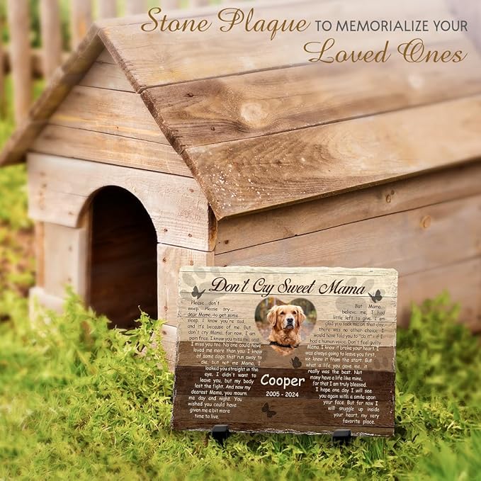Custom Memorial Stone Gifts - 'Don't Cry Sweet Mama' - Diverse Background Palette, Sympathy Gift for Women and Mom Losing Beloved Pet - Caring Gesture for Dog & Cat Lovers